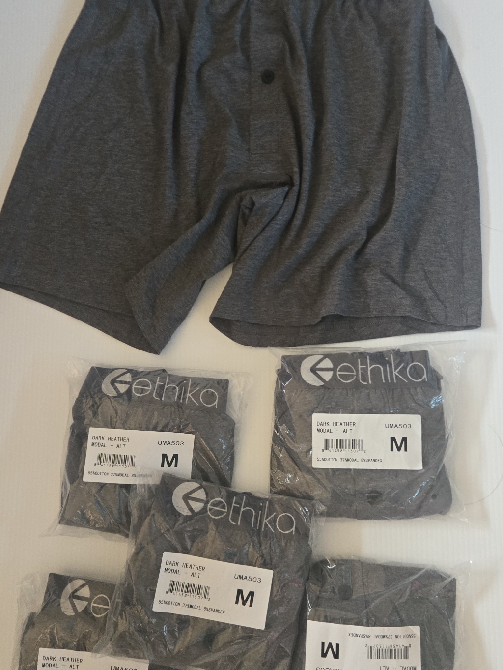 Ethika Dark Heather Gray Modal Boxer Briefs - Men's Pack Premium Modal Material